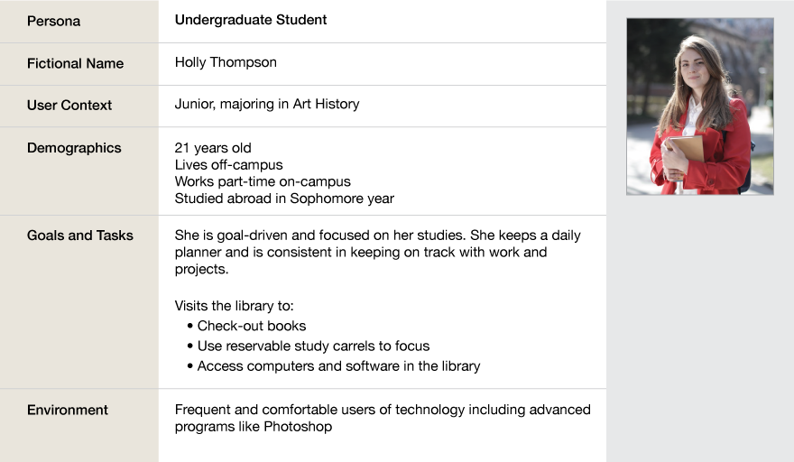 Example of a Persona for an Undergraduate Student