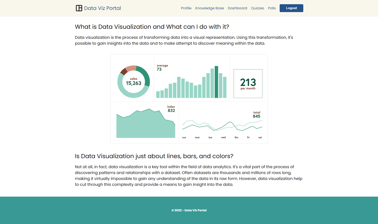 Data Viz Portal - Project Website Homepage