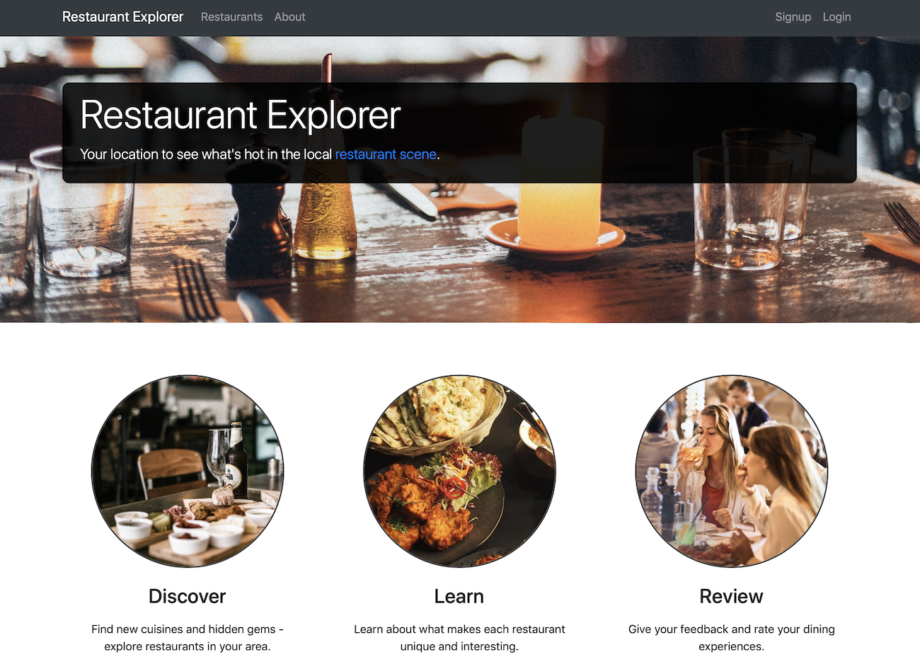 Restaurant Explorer - Project Website